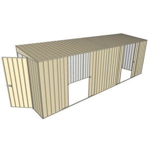 Build-a-Shed 1.5 x 6 x 2m Skillion Dual Double Sliding Side Doors Shed - Cream