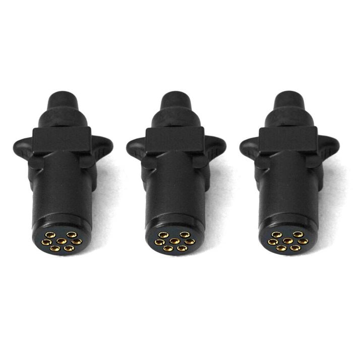 Elinz Trailer Plug 7 PIN Small Round Plastic Connector Adaptor Socket Car Caravan Boat 3x