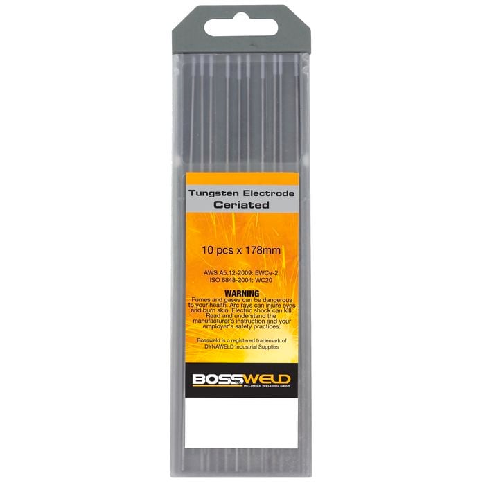 Bossweld 3.2mm Ceriated Tungsten Electrode - 10 Pack