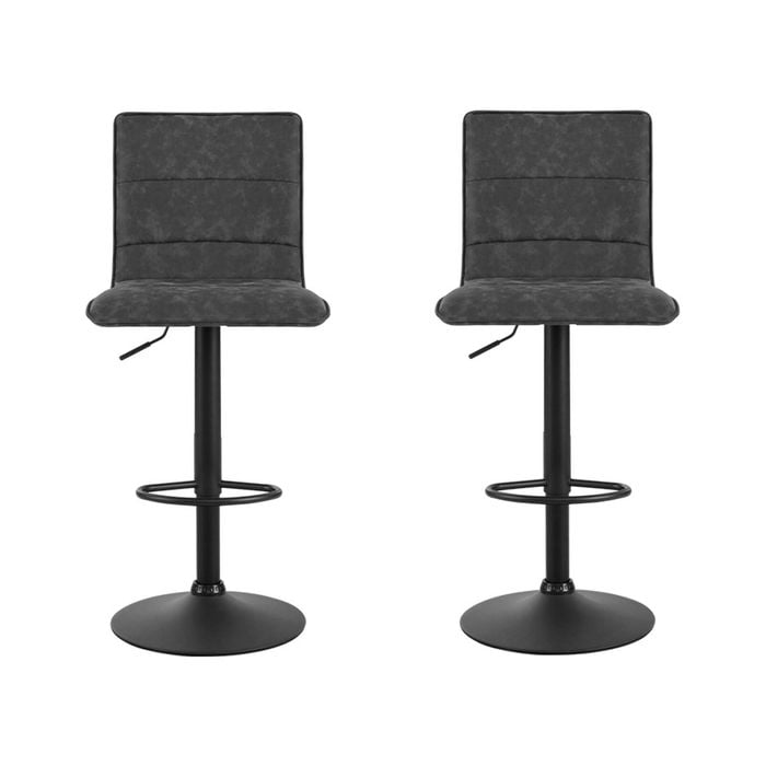 Artiss Chloe Set of 2 Dark Grey PU Leather Vintage Kitchen Bar Stools