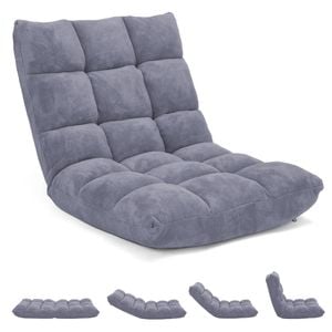 Costway Floor Chair Lazy Recliner Sofa Adjustable Grey