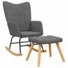 vidaXL Rocking Chair with a Stool Dark Grey Fabric Armchair Seating Rocker