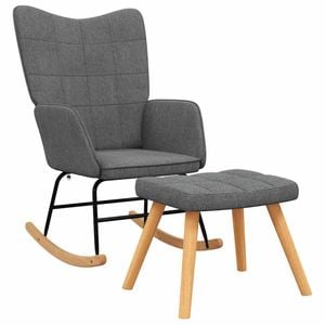 vidaXL Rocking Chair with a Stool Dark Grey Fabric Armchair Seating Rocker