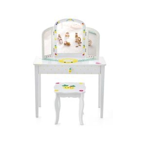 Costway Kids Vanity Table &Chair Set Pineapple Children Dressing Table