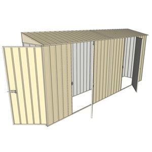 Build-a-Shed 0.8 x 4.5 x 2m Hinged Door Tunnel Shed With Double Hinged Side Doors - Cream