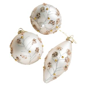 Catzon 3 Pcs Glass Christmas Ornaments with Sequins for Holiday Wedding Party-Set2