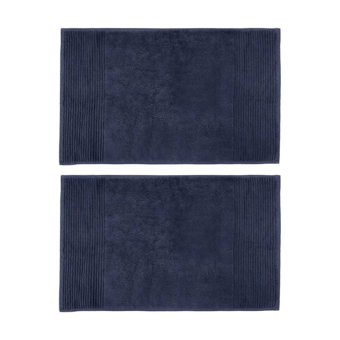 2PK Bambury Elvire 800gsm Soft Absorbent Cotton Bath Mat 48x78cm Blue