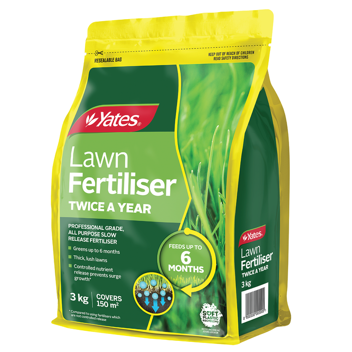 Yates 3kg Twice A Year Granular Lawn Fertiliser