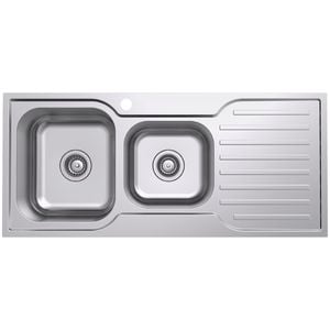 Everhard 1080mm Classic Square LH 1.75 Bowl And Drainer With 1 Tap Hole