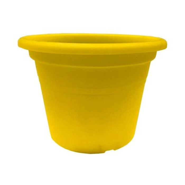 Eden 25cm Round Transparent Yellow Plastic Pot