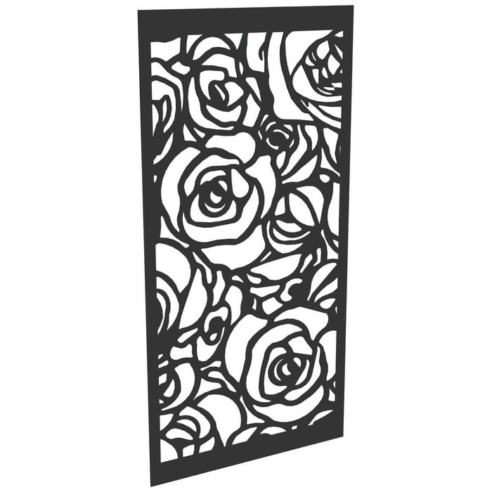 ProtectorAl 300-1200w x 1201-2400h Dark Charcoal/Gloss White Roses Unframed Composite Deco Panel