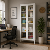 ITONOV bookcase with glass door display cabinet bookshelf 1800*700*350 - white