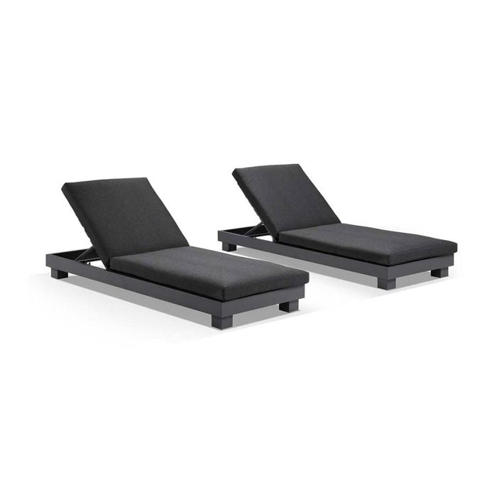 Santorini Outdoor Aluminium Pool Sun Lounge Set In Charcoal