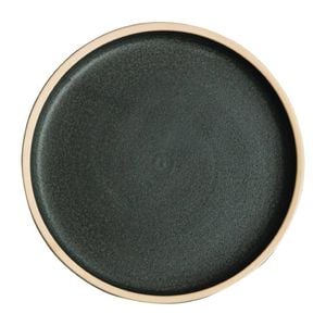 Olympia Canvas Flat Round Plate Green Verdigris Stoneware 180mm (6 Pack)