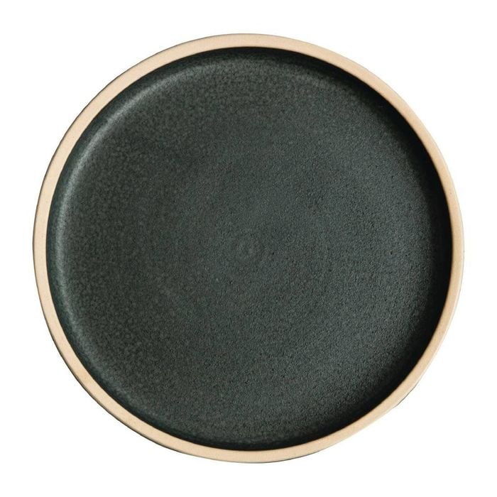 Olympia Canvas Flat Round Plate Green Verdigris Stoneware 180mm (6 Pack)