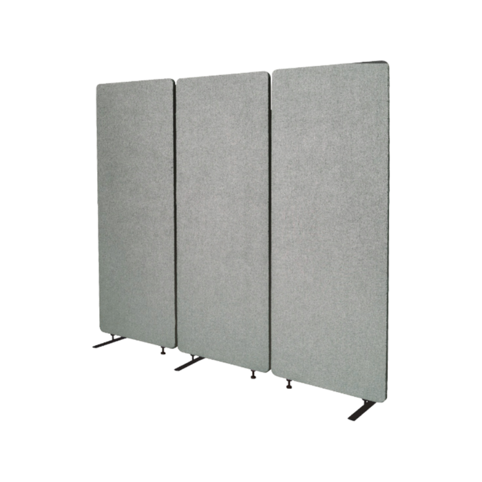 Z I P Acoustic Divider Screen - 3 Panels - 1650x1830x28mm Silver