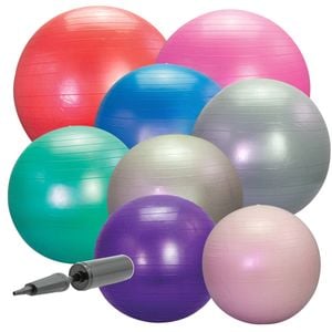 66fit Anti-Burst Exercise Ball - 300kg Rated, Non-Slip Surface - 8 Sizes with Hand Pump Included - 85cm Pearl