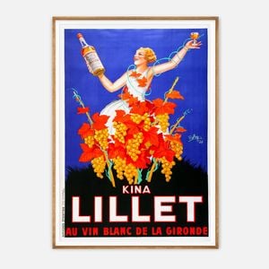 Galrie Kina Lillet 1937 Vintage Poster Art by Roby Retro French Advertising Decor, Wood Frame, A4 21 x 30cm (8 x 12inch)