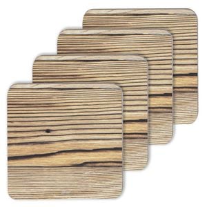 4pc Ladelle Hardboard Cork Backed Timber Drink Coasters