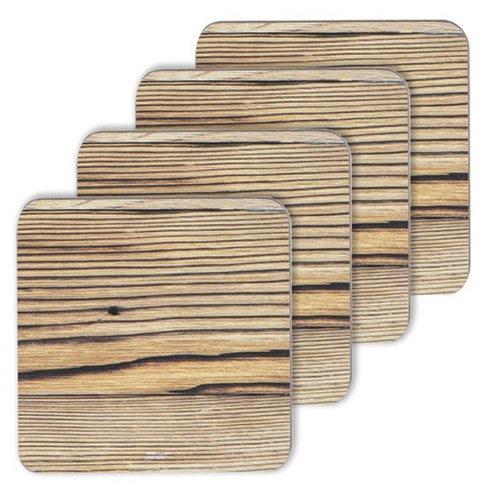 4pc Ladelle Hardboard Cork Backed Timber Drink Coasters