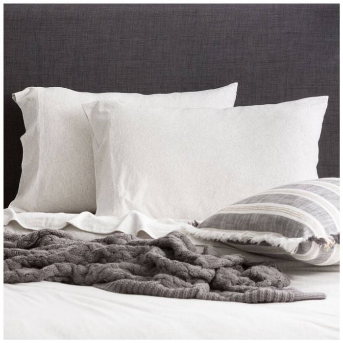 2pc Renee Taylor Comfort T’s Organic Cotton Jersey Standard Pillowcase Ecru