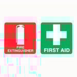 Sandleford First Aid And Fire Extinguisher Sign PVC Sticker 