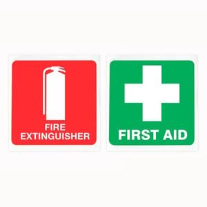 Sandleford First Aid And Fire Extinguisher Sign PVC Sticker