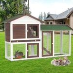Advwin Large Rabbit Hutch Chicken Coop Guinea Pig Cage Pet House Waterproof 133x86x33cm
