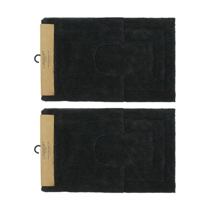 2x2pc Cdsi Lunasoft Tufted Bathset Cotton Set Charcoal Grey 50x80cm & 50x50cm