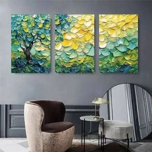 3pcs Abstract Tree Floral Nature Vibrant colours Print 100% Australian Made 3 x 40x60cm (Metal Print)
