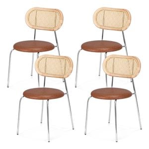 4x Artiss Dining Chairs Retro PU Leather Brown