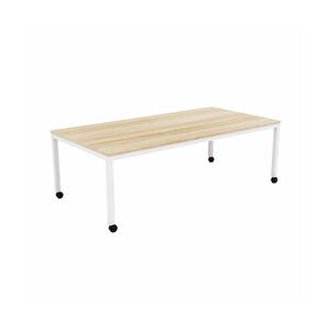 Olg Axis Mobile Table White Frame New Oak Smooth Top L1500mm X W750mm