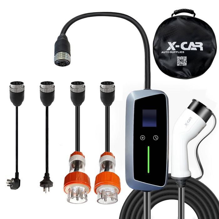 Portable Type 2 EV Charger Swappable Tail With Adapters 10A/15A/20A/32A Modular Charging Kit