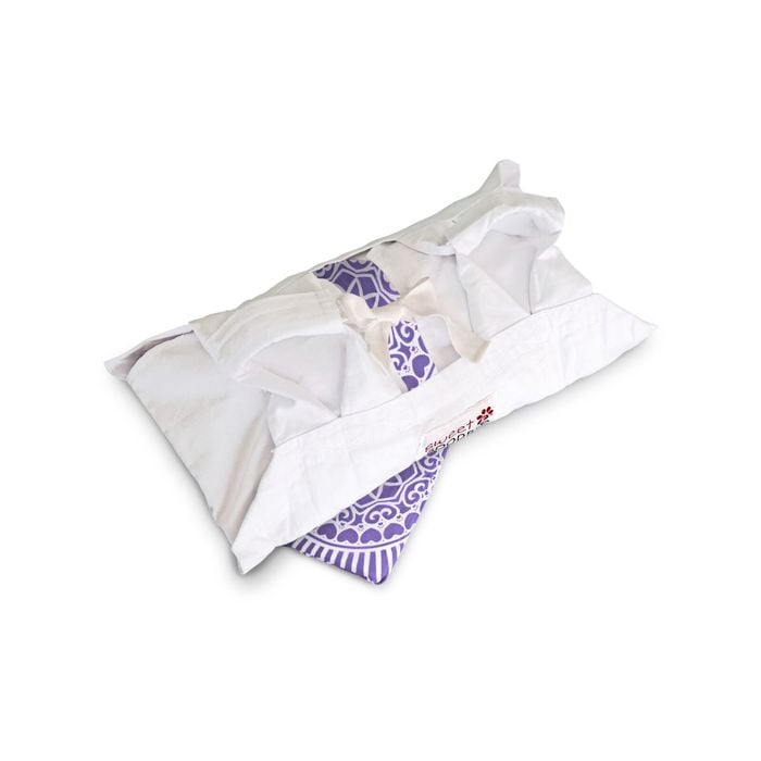 Sweet Goodbye COCOON - Soft Pet Casket - Burial & Cremation Ceremony Kit (Classic Cotton) | White/Lavender, XS