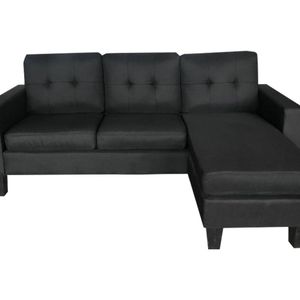 Robyn Linen Sofa Set With Ottoman - Black