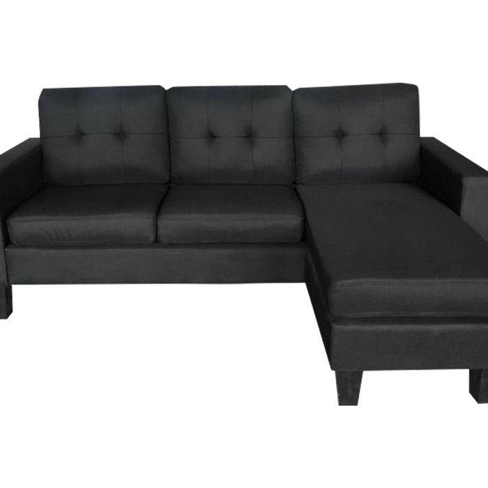 Robyn Linen Sofa Set With Ottoman - Black