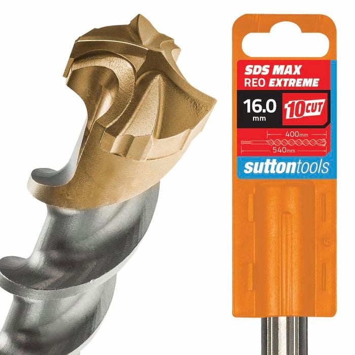 Sutton Tools 16.0 x 540mm 10 Cut SDS Max Reo Extreme Masonry Drill Bit