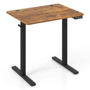 Costway Small Electric Standing Desk Sit Stand Computer Whole-piece Brown
