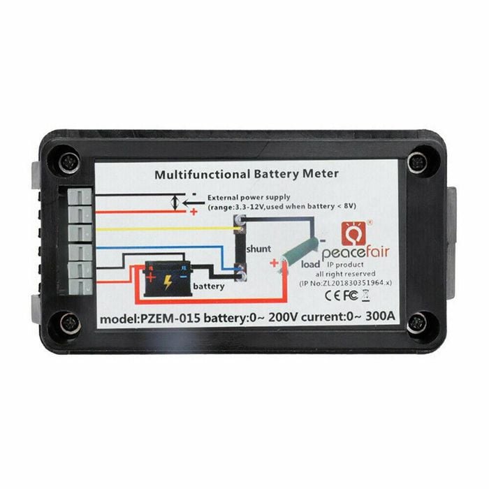 300a Dc Battery Monitor With Shunt With Wiring Tools For Car, Caravan, Solar
