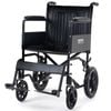 EQUIPMED Folding Transit Manual Wheelchair, Attendant Propelled, Steel Frame, Wide Seat, Comfortable for S-XL, 114kg Capacity