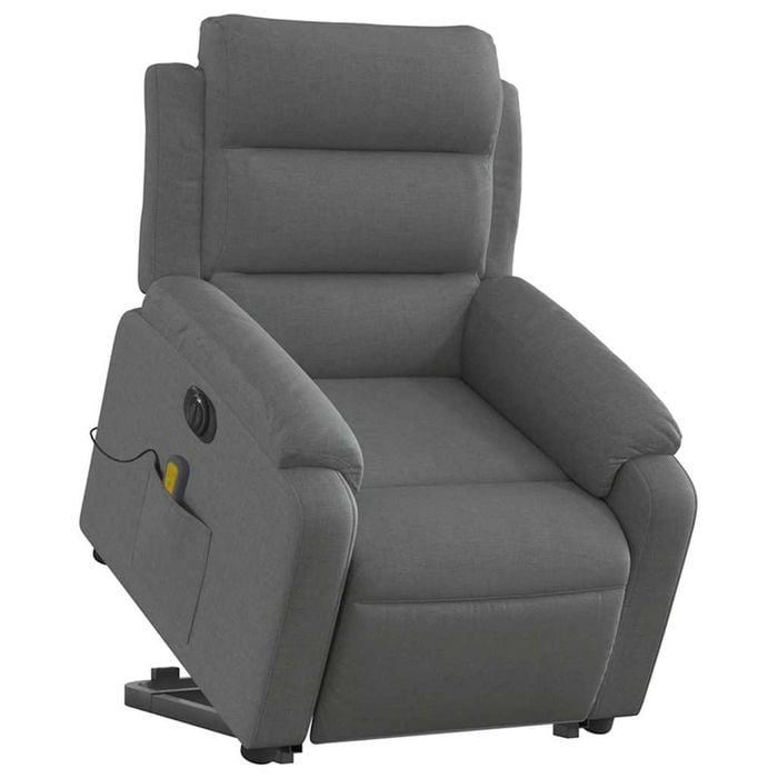 vidaXL Electric Stand up Massage Recliner Chair Armchair Dark Grey Fabric