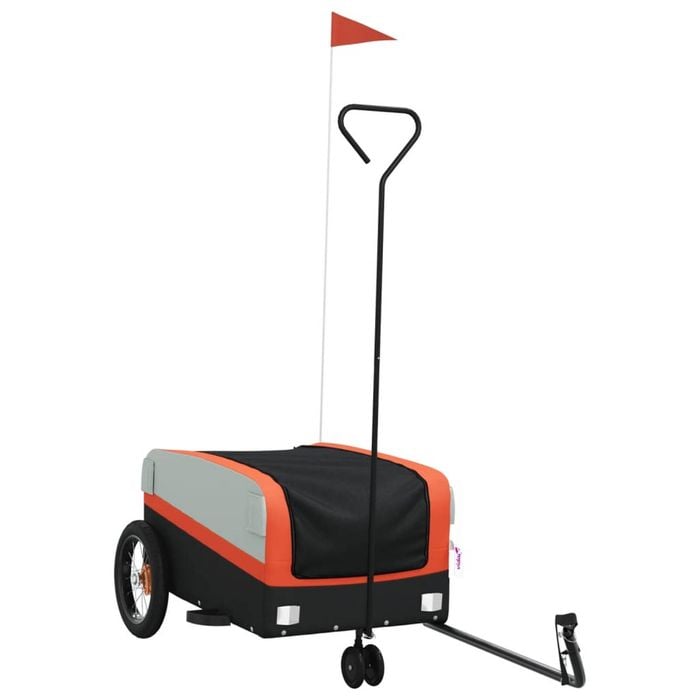vidaXL Bike Trailer Pet Stroller Bicycle Wagon Cart Black and Orange 30 kg Iron
