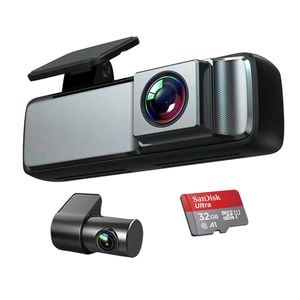 Elinz Dual Lens No Screen 1080P Dash Cam 720P Rear Camera WiFi App Control Supercapacitor Compact Discreet Car DVR 32GB