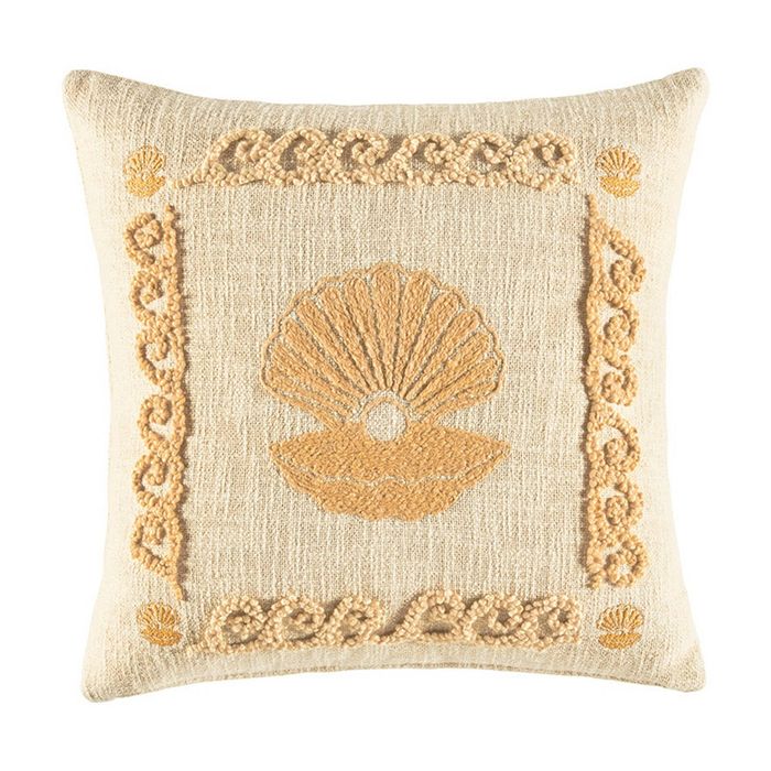 Kas Australia Cora Cushion Cotton Cover Soft Shell Natural 50x50cm