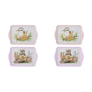 2x 2pc Ashdene Aussie Fairies Sugar Glider/Kookaburra Serving Platter Scatter Tray