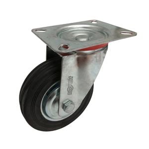 Move It 100mm 70kg Black Rubber Swivel Plate Castor