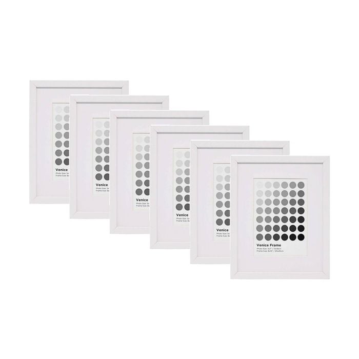 6PK Braz Venice Image Photo Document Display Frame 20x25cm White