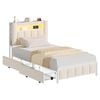 Advwin King Single Upholstered Velvet LED Bed Frame with Hidden Storage Beige