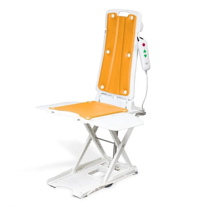 Battery-Powered Bath Lift Chair -  Auto Reclining and Adjustable, Safe and Comfortable for Elderly and Limited Mobility - Orange
