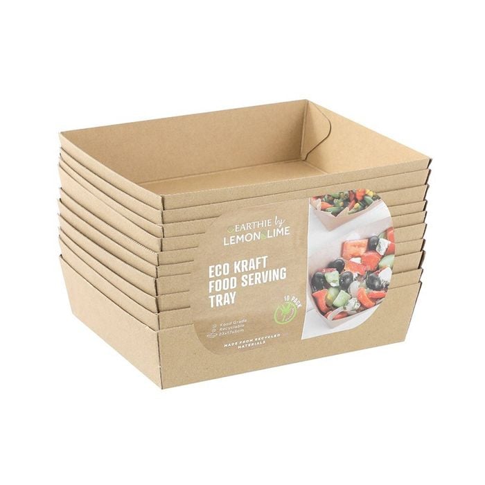 10pc Lemon And Lime 23cm Eco Kraft Food Serving Tray